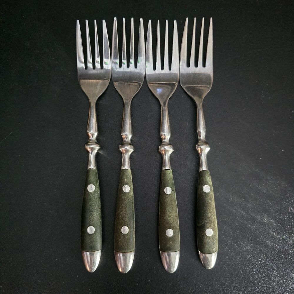 Hampton Silversmiths BISTRO-GREEN 4 Salad Forks Stainless Flatware